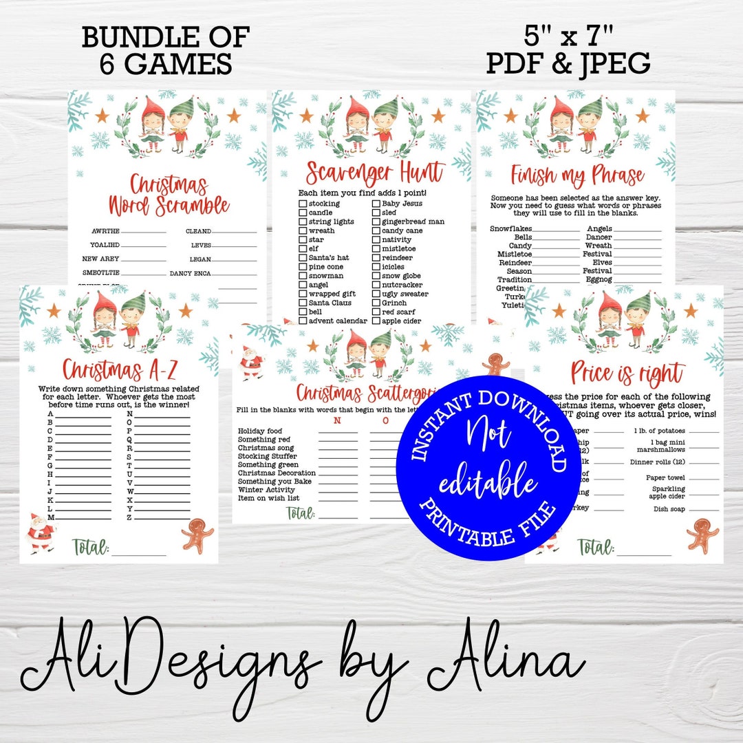 Christmas Games Bundle for Family Game Night, Holiday Party, PRINTABLE ...