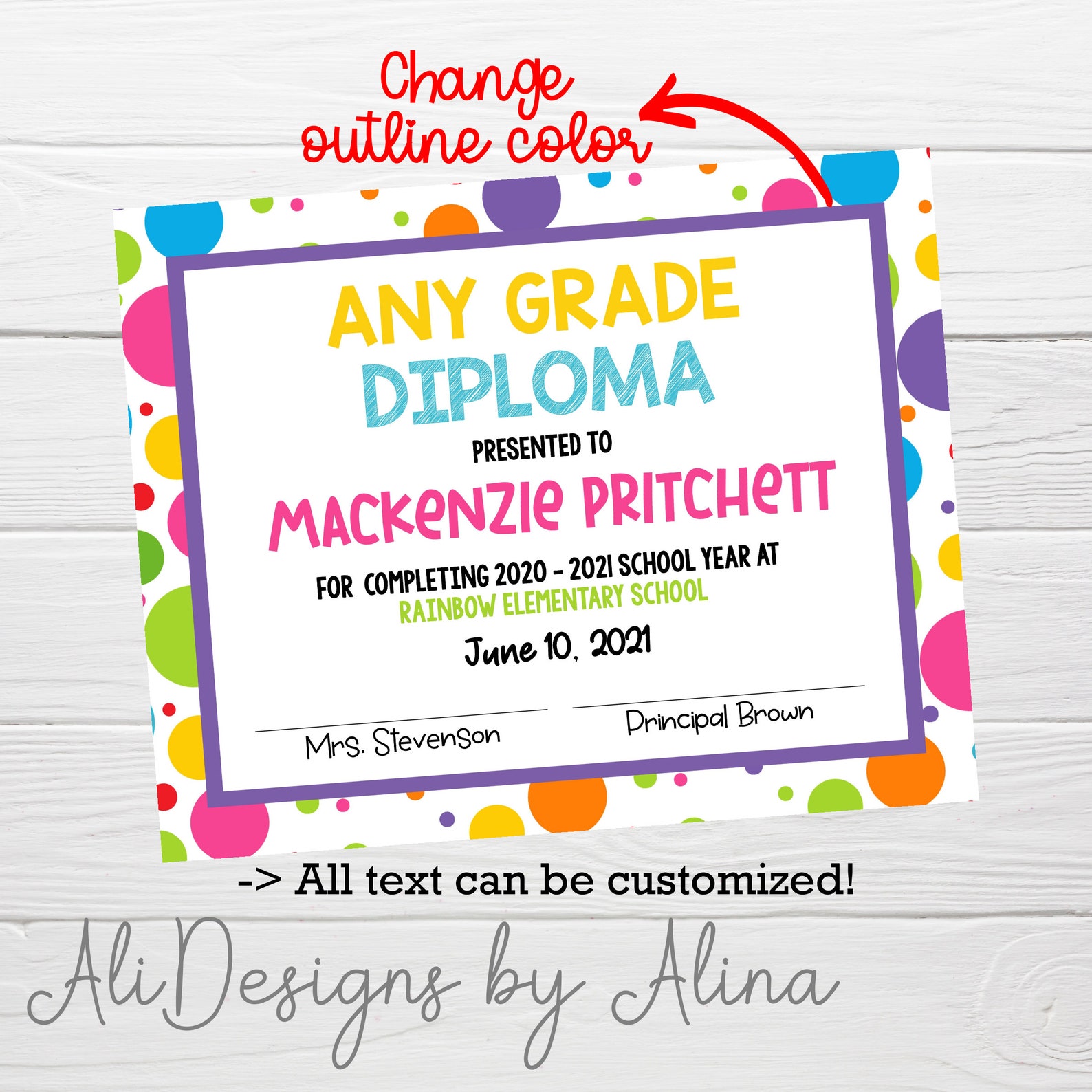 Graduation printable Diploma EDITABLE template INSTANT | Etsy