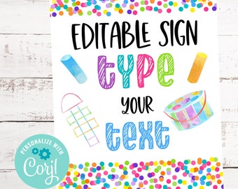 Editable Sign, Confetti Colorful Print, Instant Download, School Decoration, 8x10 Lounge Room Sign, Printable Decor