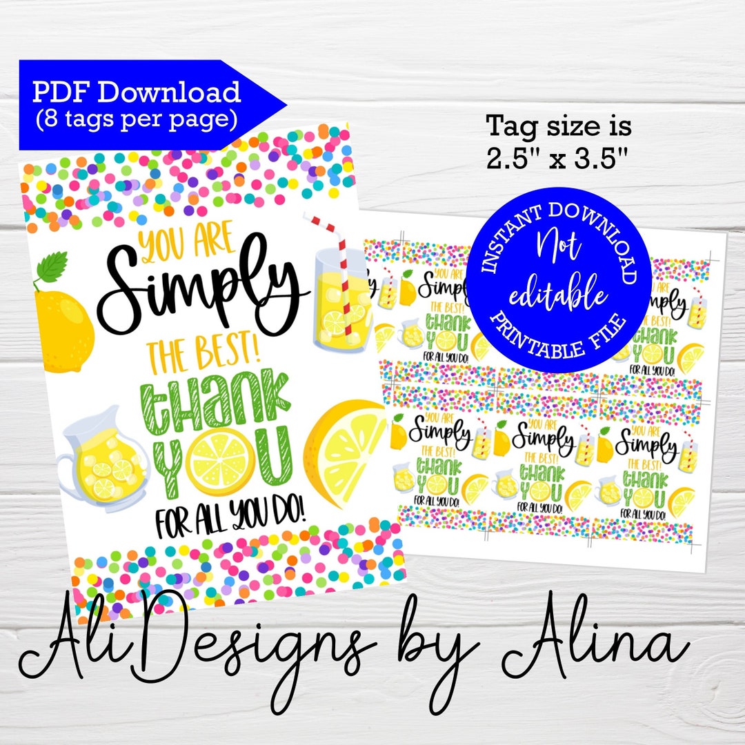 You are simply the best lemonade tag instant download tags teacher