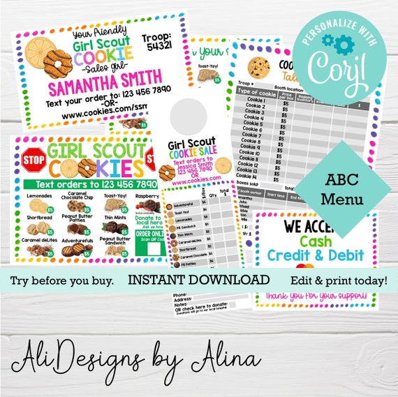 Girl Scout Cookie Sale Printable Mega Bundle EDITABLE - Etsy