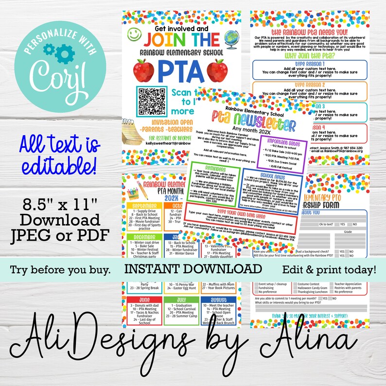 Editable PTA PTO Bundle Recruitment Flyer Membership Form, Monthly ...
