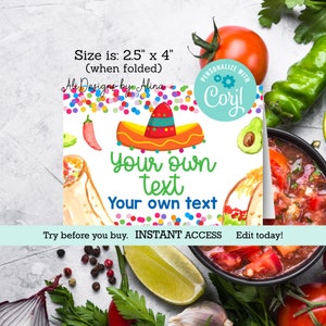 Mexican Inspired Food Tents, EDITABLE Template, Food Labels for Buffet ...