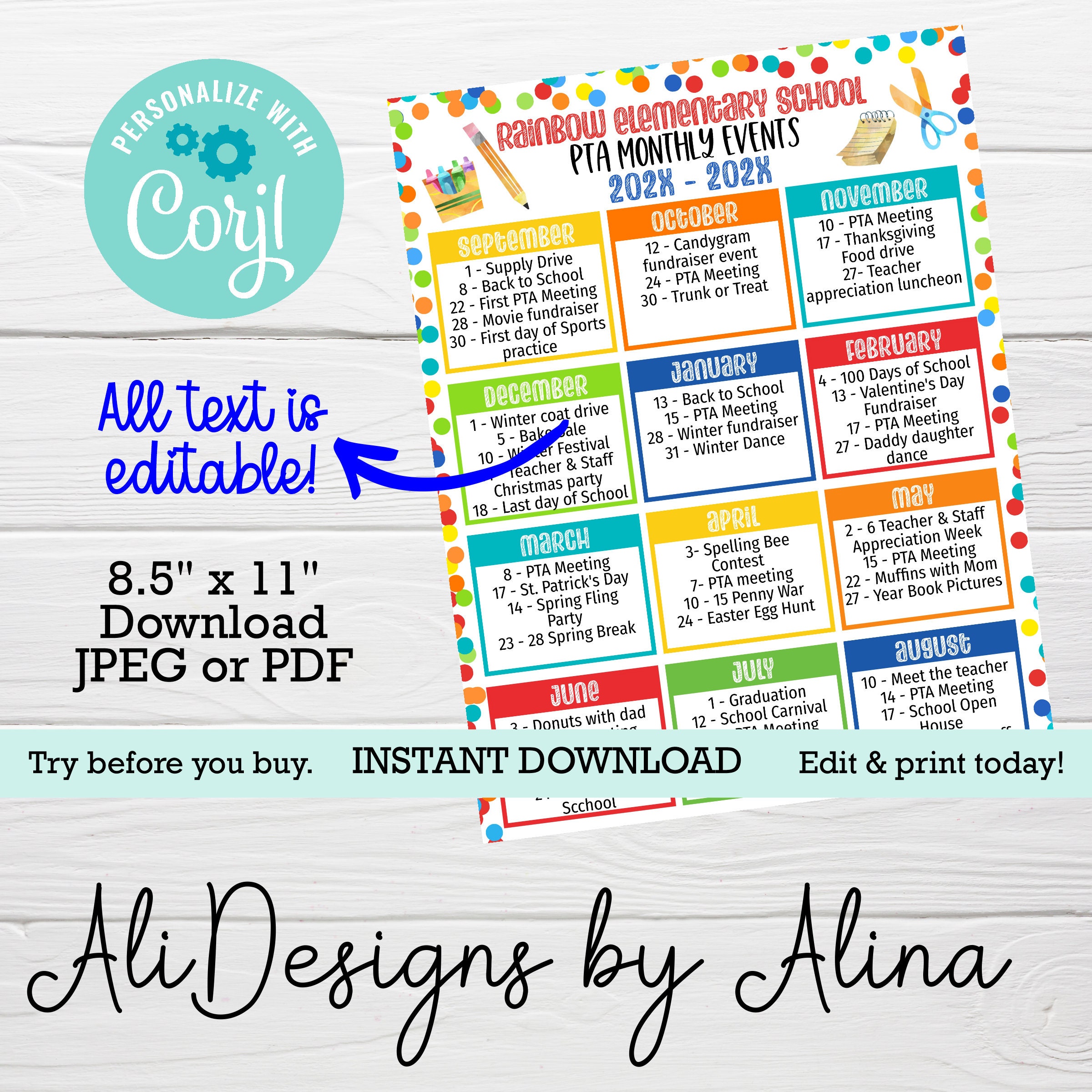 Editable PTA PTO Bundle Recruitment Flyer Membership Form, Monthly ...
