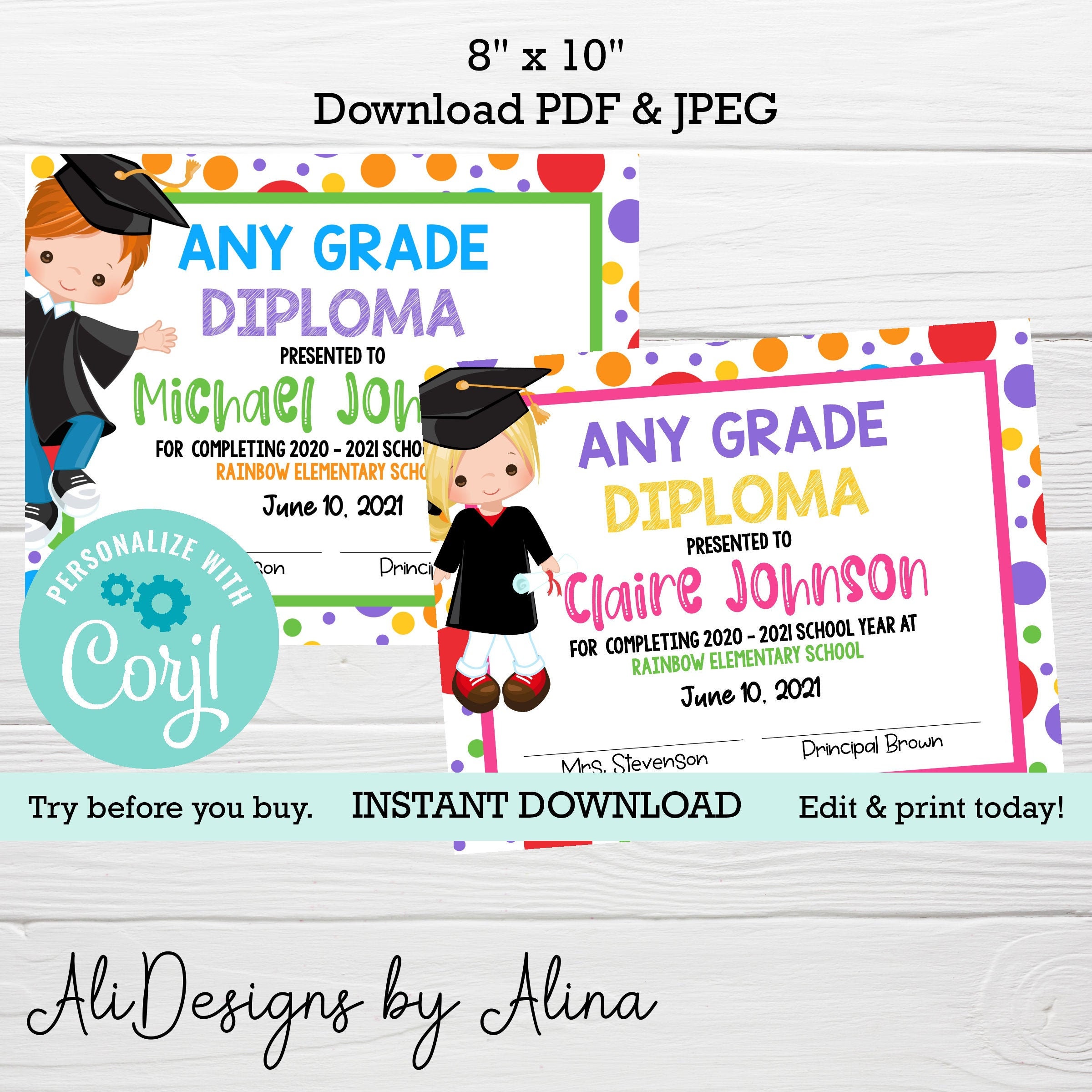 Lot De 40 Diplômes Préscolaires Colorés - Certificats De Réussite Pour  Enfants - 2 Designs - 25x20cm, image size:2400x2400