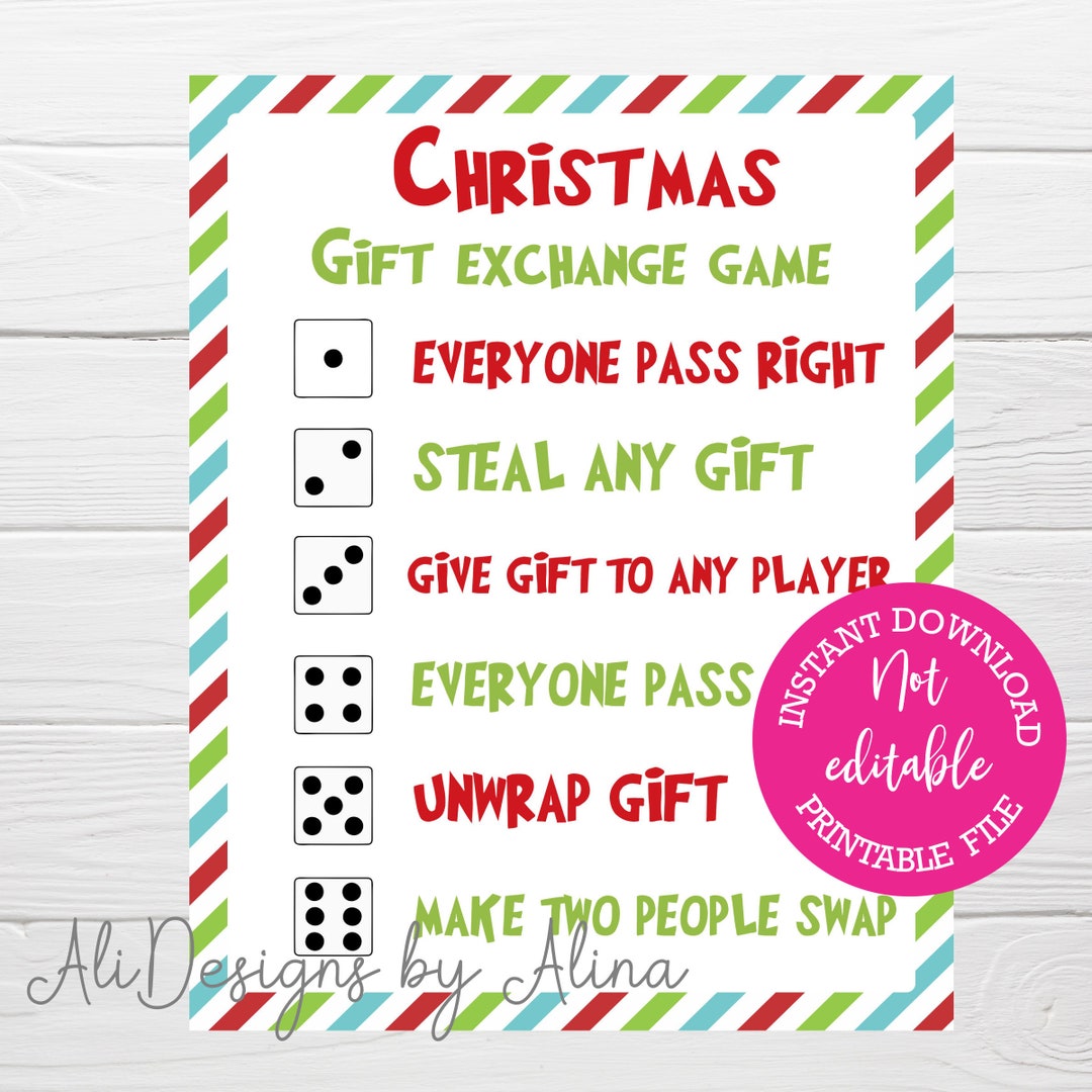 Christmas Gift Exchange Dice Game PRINTABLE Christmas Game - Etsy