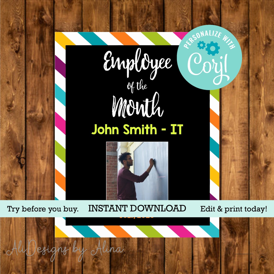 EDITABLE Employee of the Month, PRINTABLE - Etsy
