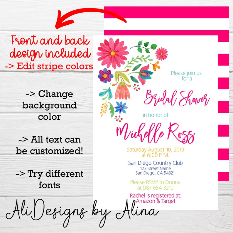 Mexican Inspired Invitation Printable Invite EDITABLE - Etsy