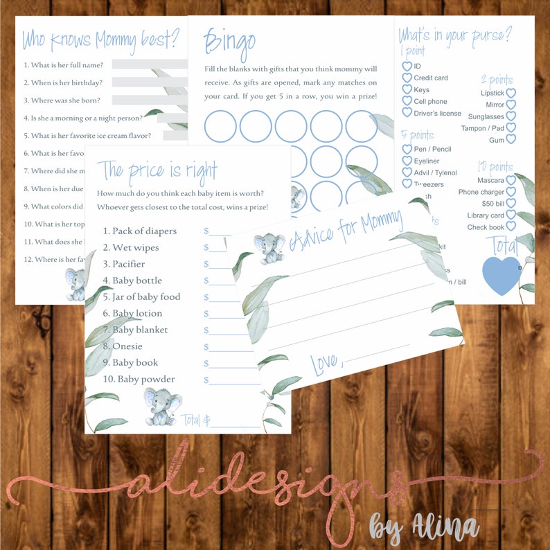 Baby shower games printable files