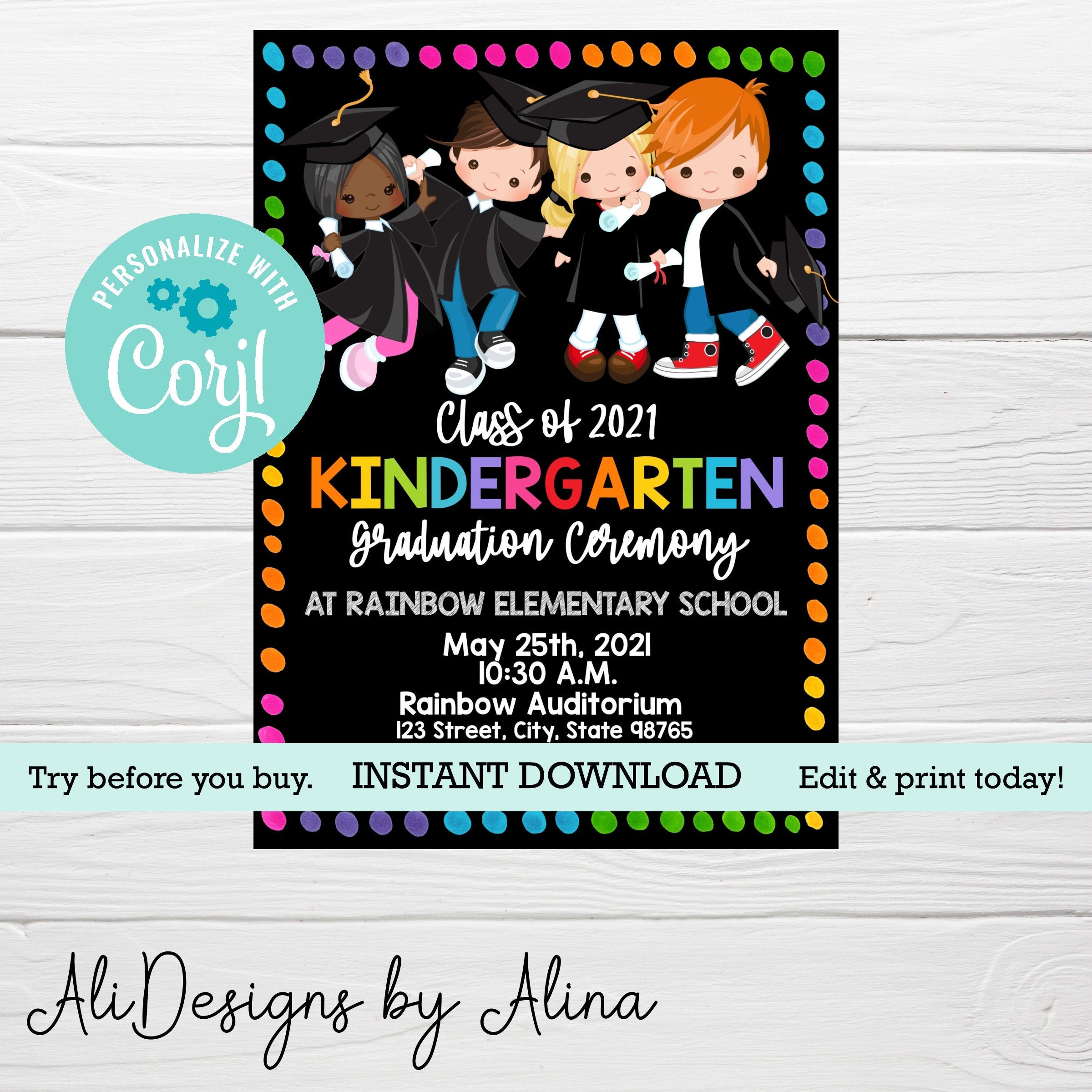 Graduation ceremony invitation EDITABLE template DIGITAL Etsy