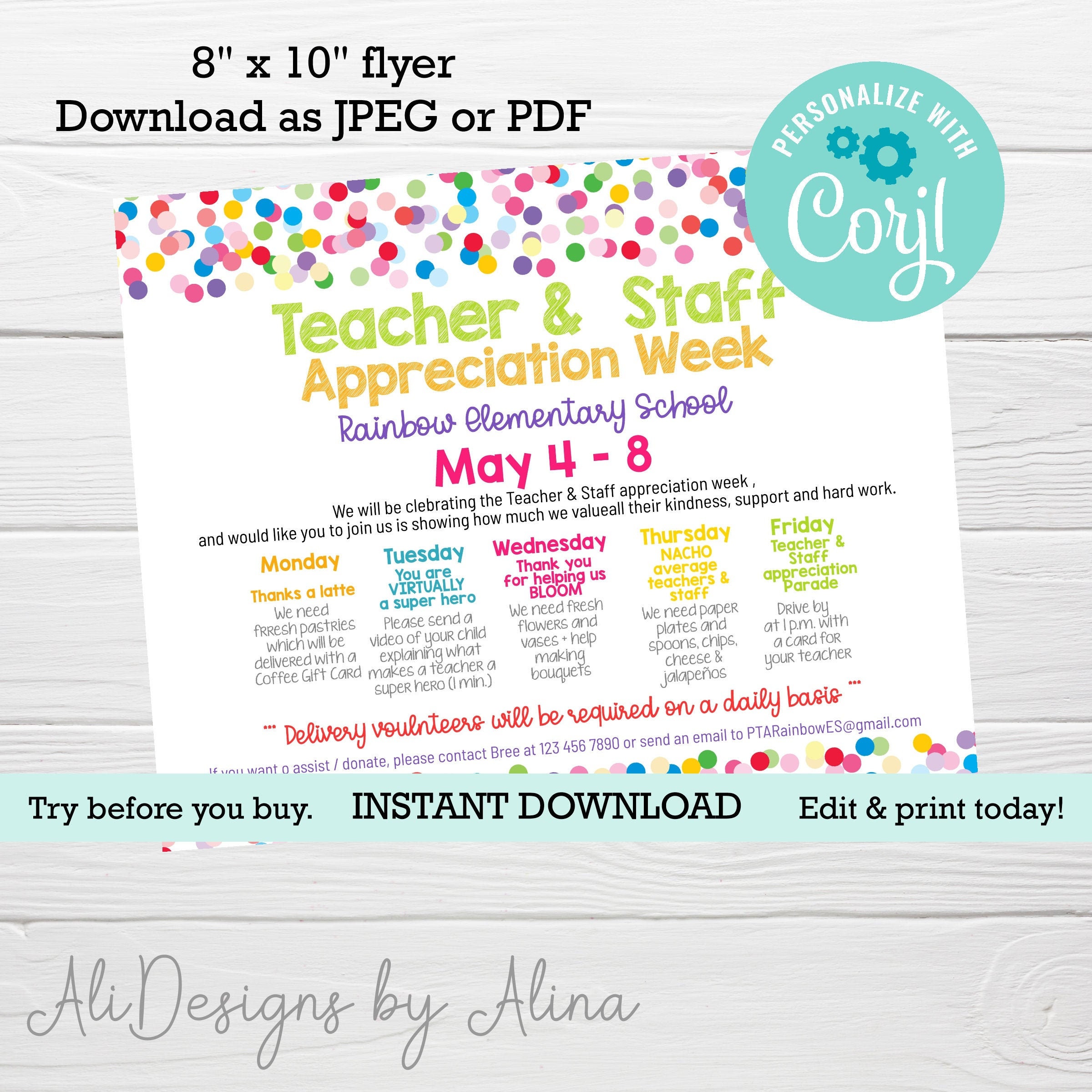 EDITABLE Teacher Staff Appreciation Week Flyer PRINTABLE Etsy Canada