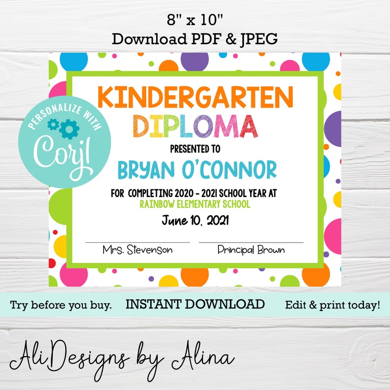 Graduation printable Diploma EDITABLE template INSTANT | Etsy