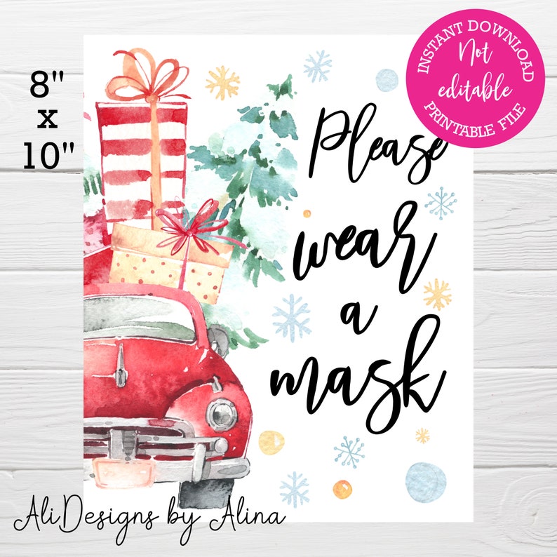 Download Please wear a mask sign digital download printable art | Etsy