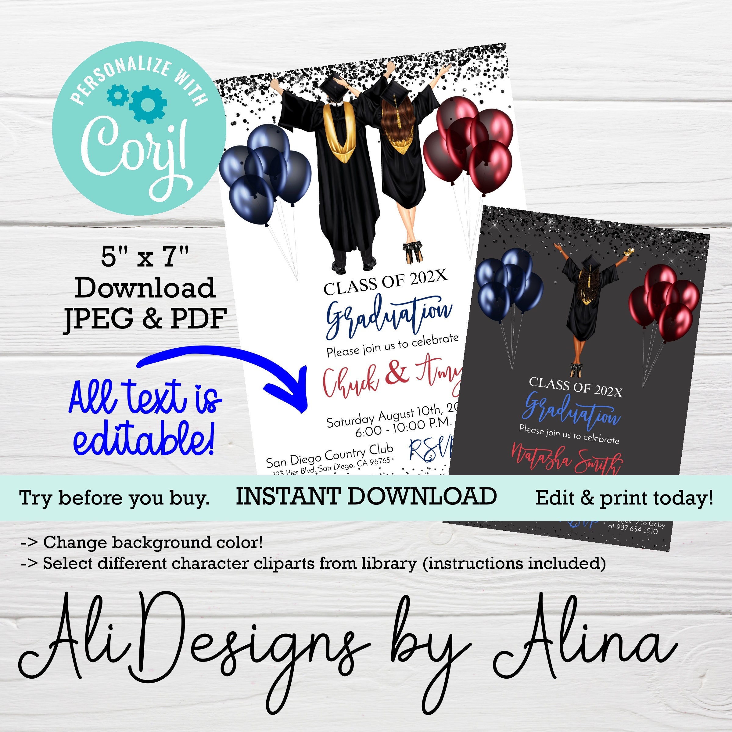 Red and Navy Graduation, EDITABLE Invitation, Senior Grad, College  Graduation Party, PRINTABLE Invite, Class of 2024. University Graduation -  Etsy, image size:2400x2400