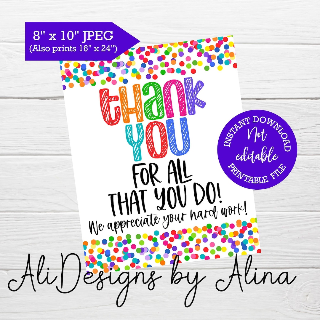 Thank You for All That You Do PRINTABLE Appreciation Sign Etsy Thank You for All That You Do PRINTABLE Appreciation Sign Etsy