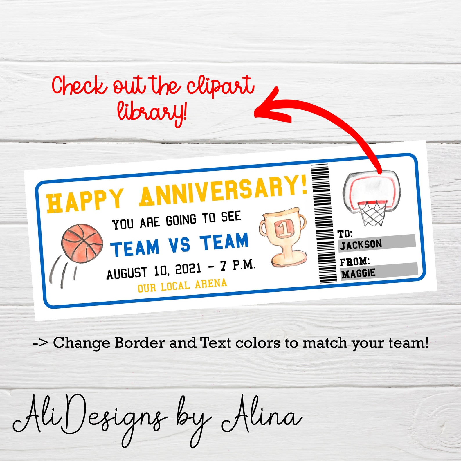 Basketball Ticket Printable Template Basketball Game Gift - Etsy
