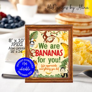 Printable Sign for Breakfast Bar, Bananas for You Sundae Bar, Teacher ...