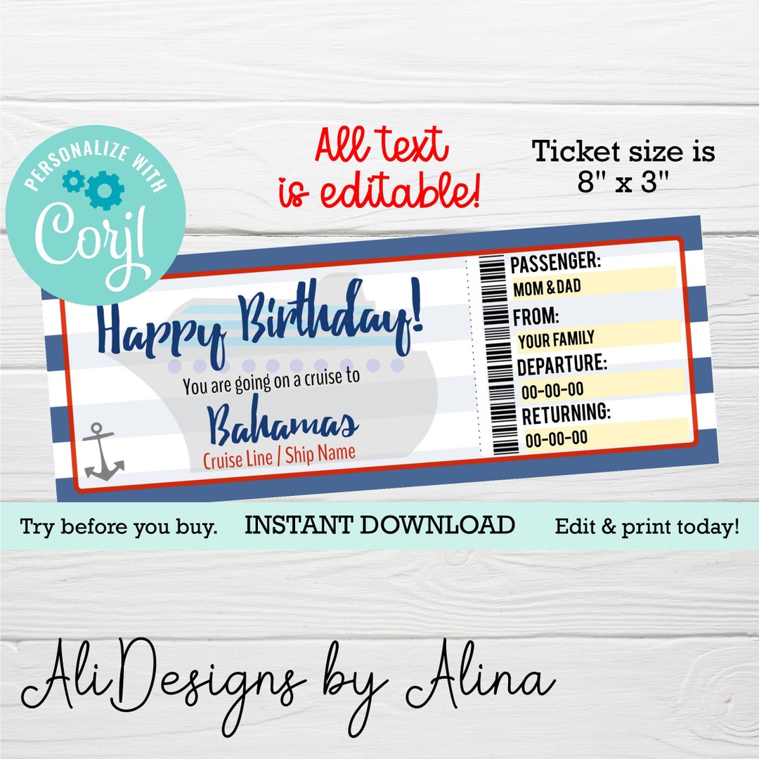 Surprise Cruise Trip Gift Certificate Printable Voucher - Etsy