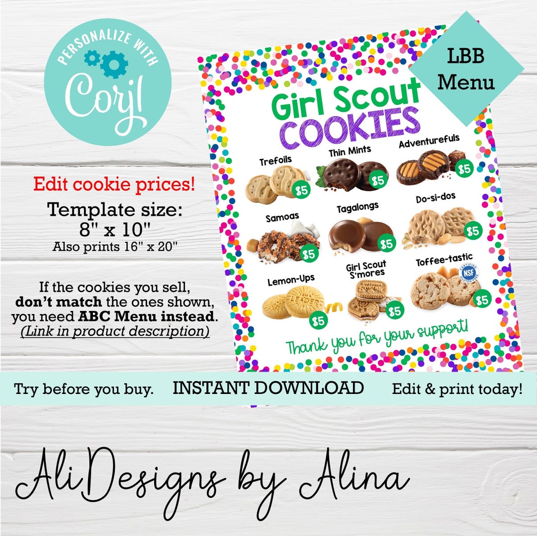 2024 Girl Scout Cookies Price List LBB Menu, STOP for Cookies, Cookie