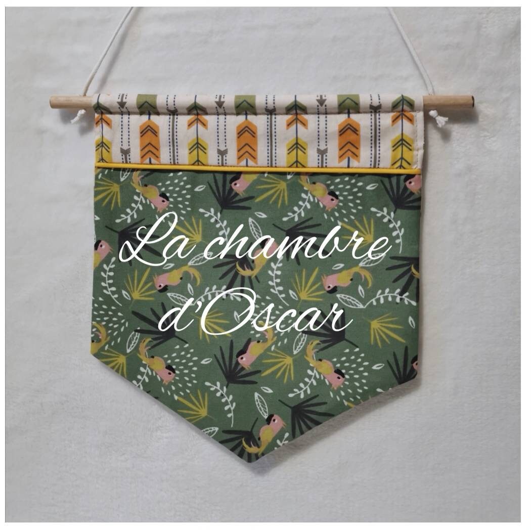 Fanion Jungle, Guirlande, Banderole Enfant, Bannière, Décoration Chambre Cadeau Naissance Bébé, Anni