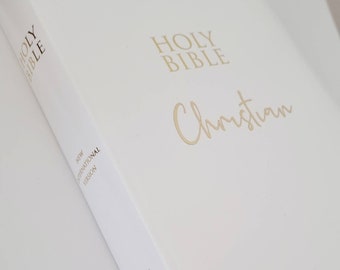 Personalised White Leather Look Bible; My First Bible; Bible; Baptism Gift; Christening Gift; Catholic Bible