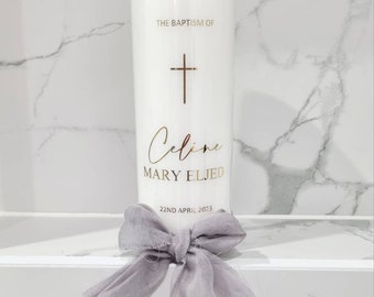 Baptism Candle; Christening Candle; Gold Foil