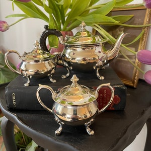 Beautiful Silver Plate Vintage Tea Service. Made in India.