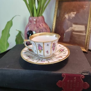 Stunning Antique Royal Copenhagen Handpainted Henriette Demitasse Cup And Saucer