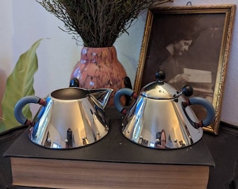 Gorgeous Vintage Alessi Creamer And Sugar Bowl With Spoon