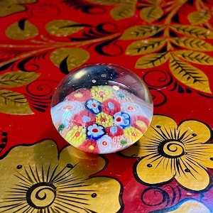 Vintage Murano Millefiori Paperweight – Italian Art Glass Floral Design