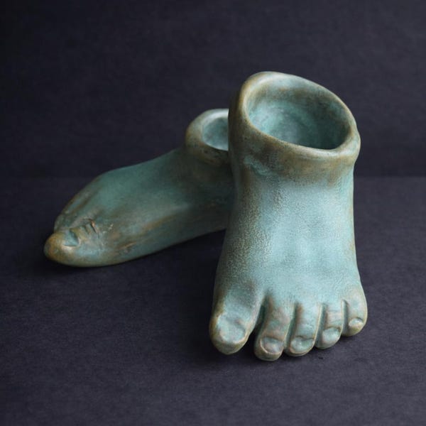 Coppia di vasi da fiori vintage in ceramica, stile scultoreo scandinavo.