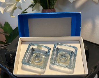 Holmegaard Art Glass Candle Holders - 1970s Danish Modern Set