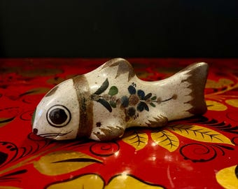 Figura de pez de cerámica Tonala vintage muy dulce