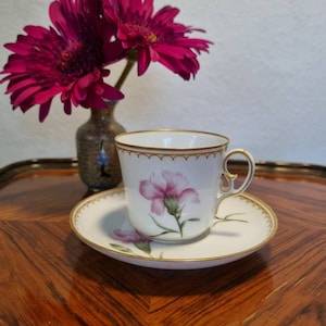 EXTREMELY RARE! Stunning Antique Royal Copenhagen Hand Painted Flower Demitasse Cup And Saucer