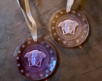 Versace Rosenthal Medusa Crystal Ornaments: Lumiere Colors, Lavender & Pink Rose