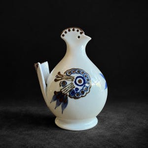 ヴィンテージ 1960年代 エスラウ 孔雀貯金箱 – デンマーク製陶器の鳥型貯金箱 – ミッドセンチュリー スカンジナビア陶器