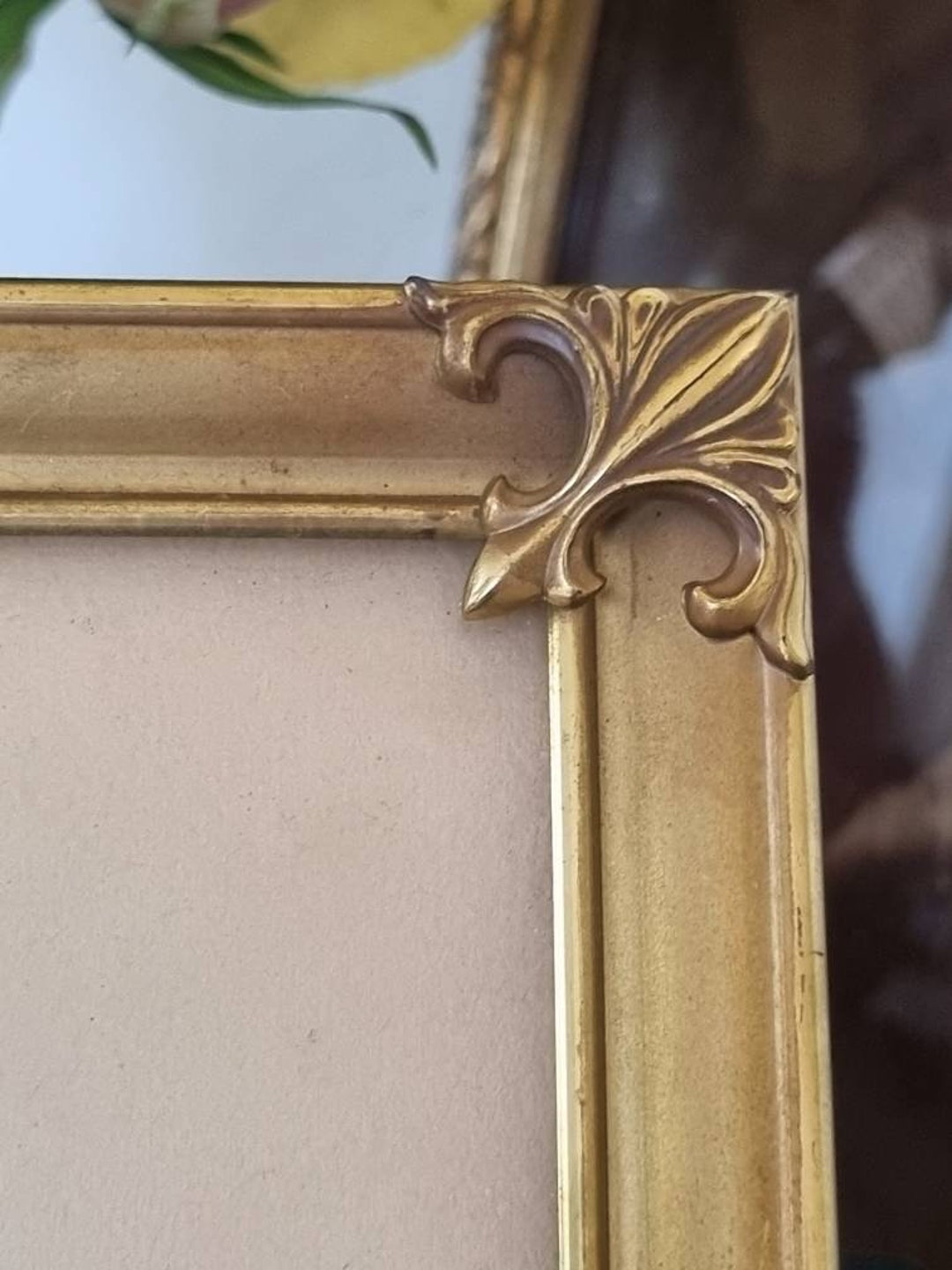 Vintage Gold Metal Danish Photo Frame With Convex Glass - Etsy