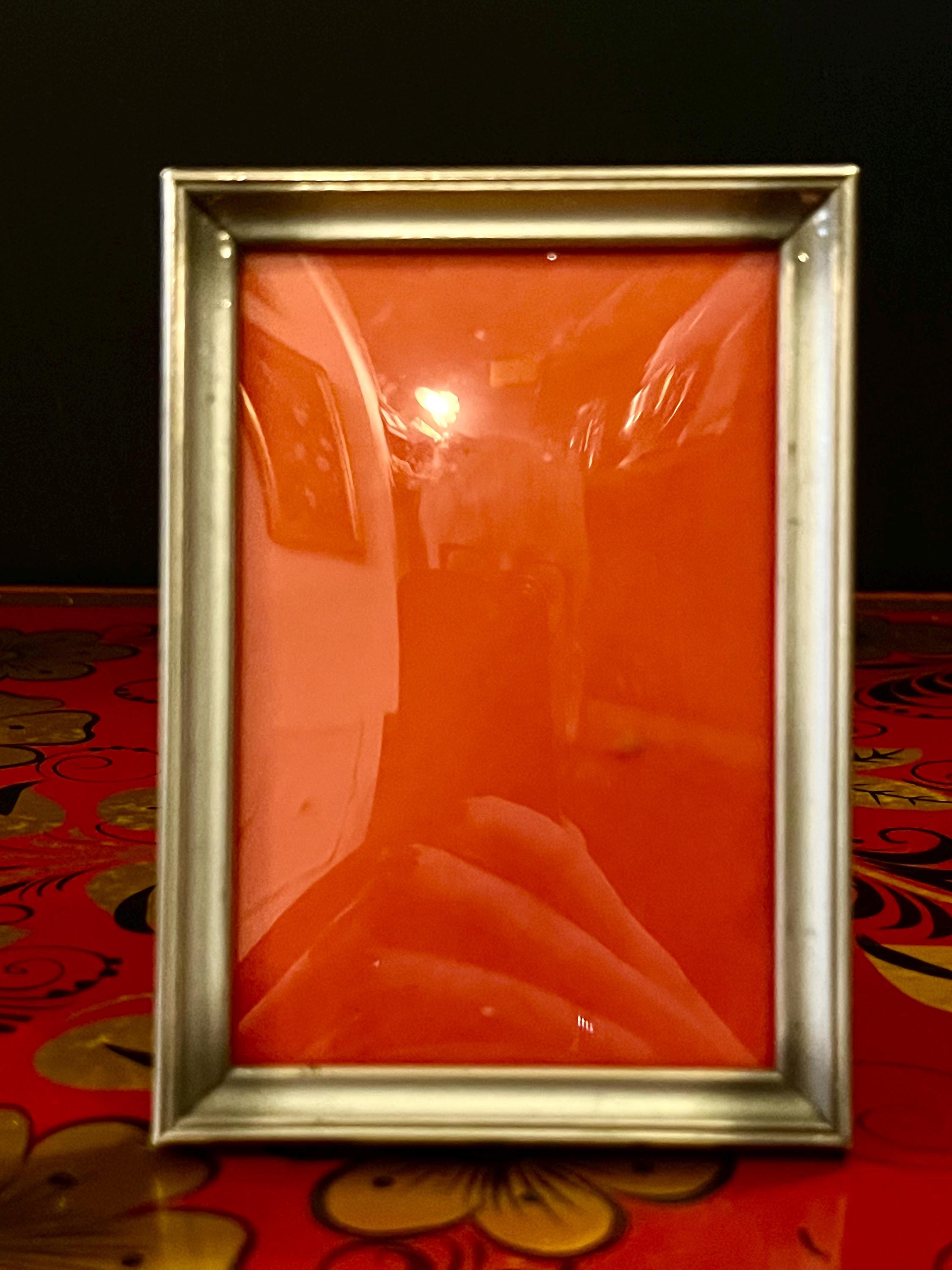 北欧ヴィンテージ　フォトフレーム４点セット　湾曲ガラス　凸ガラス　デンマーク ヴィンテージ デンマーク製 シルバーメタルフォトフレーム - 凸