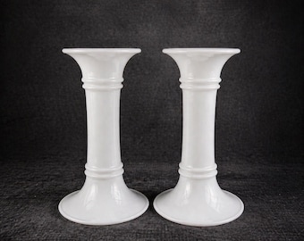 Vasi portacandele vintage in vetro bianco opale Holmegaard - Serie Michael Bang MB