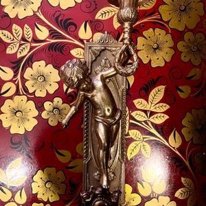 Stunning Antique Gilded Bronze Italian Cherub/Putti Wall Sconce
