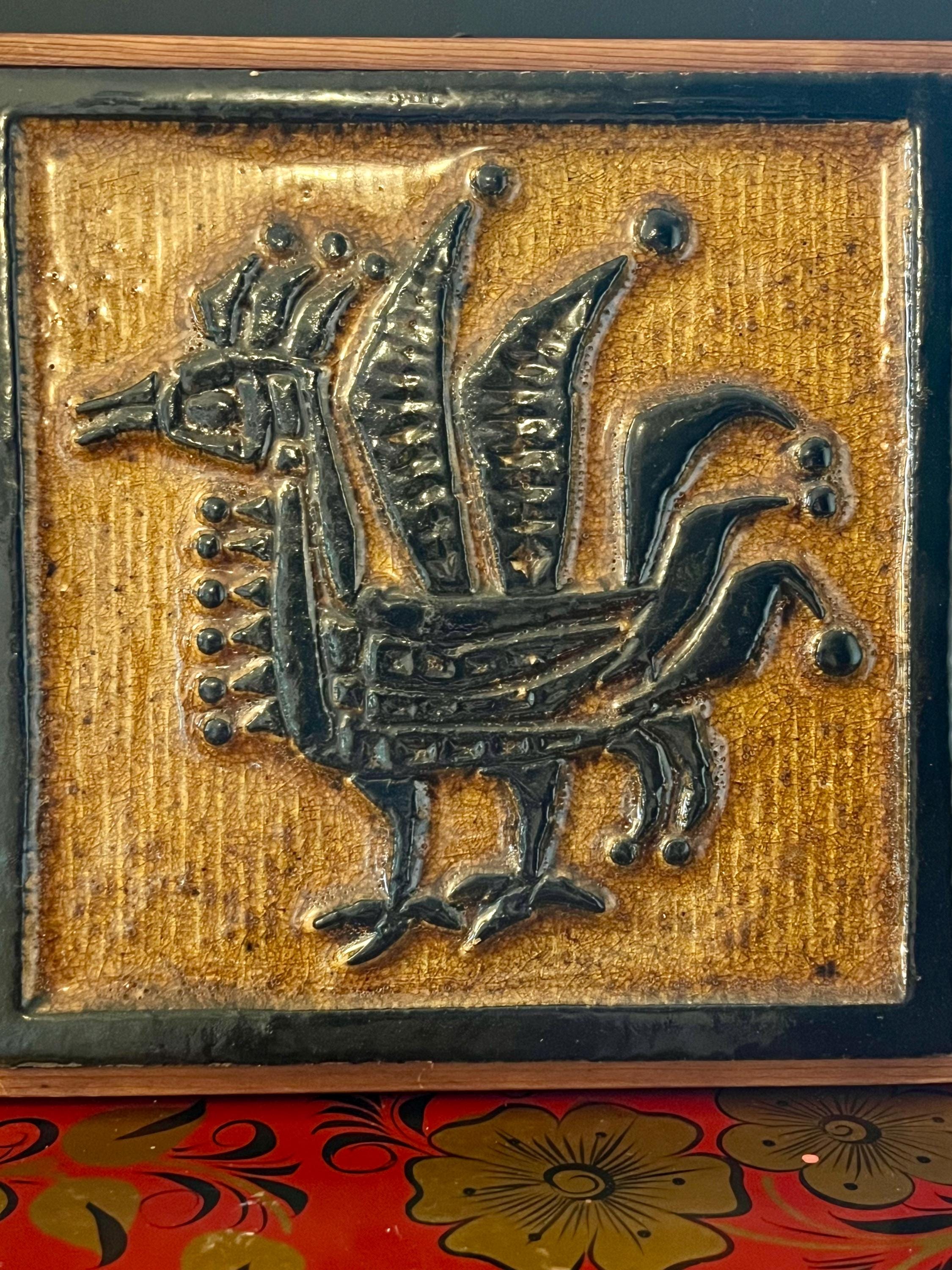 Vintage Porsgrund Norway Cockerel Tile Art by Konrad Galaaen - Etsy