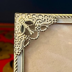 Beautiful Gold And White Vintage Danish Metal Photograph Frame