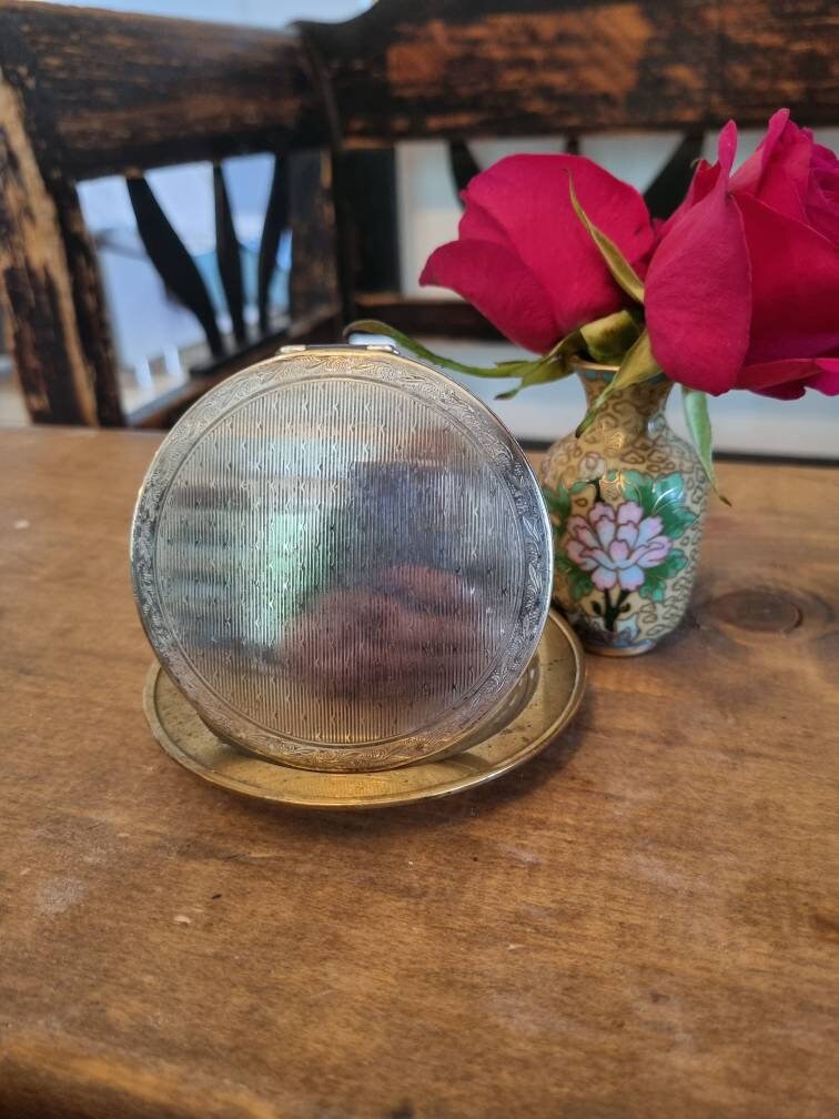 ヴィンテージ ストラットン シルバープレート メイクアップ コンパクト