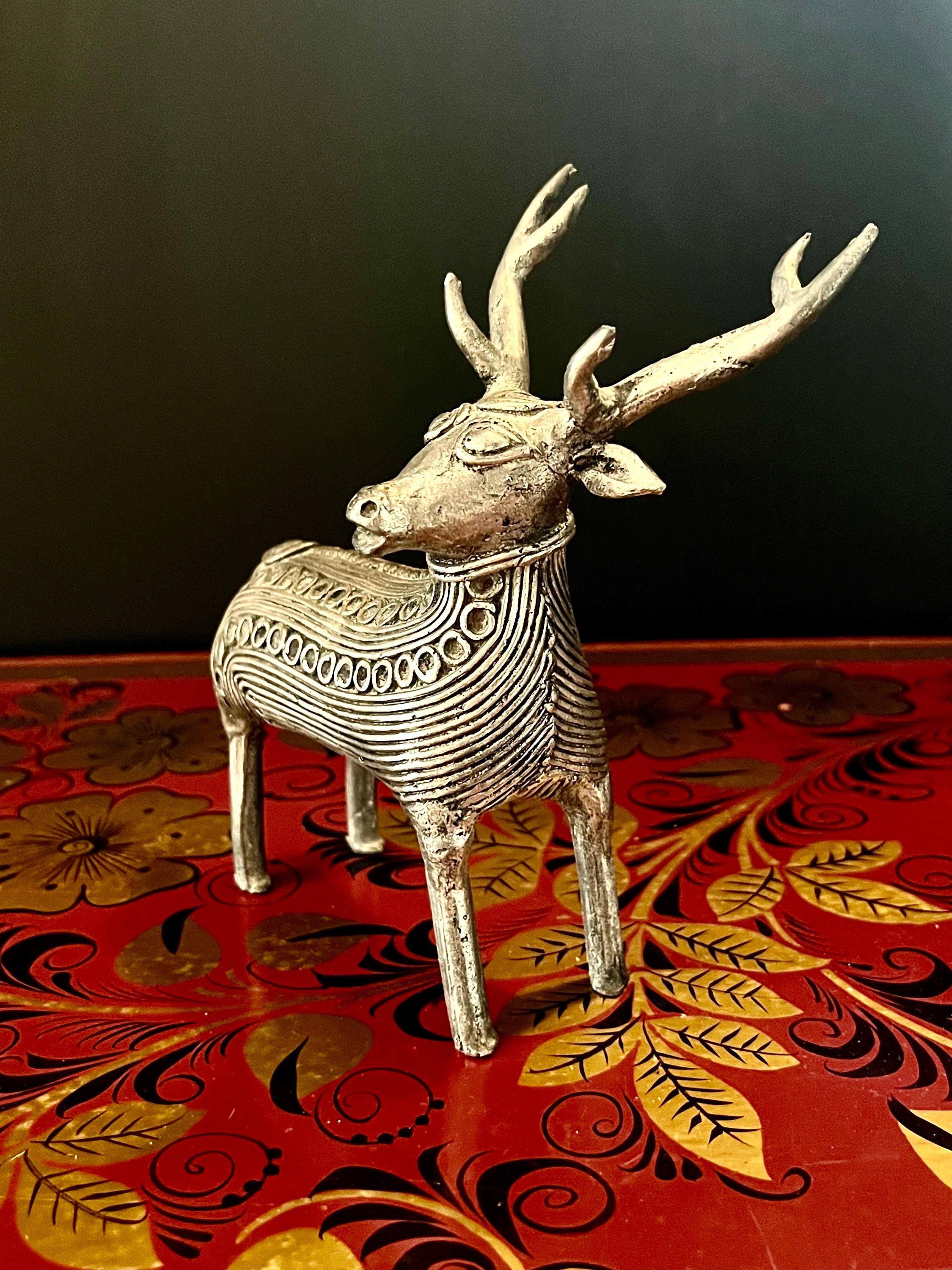 ヴィンテージ真鍮製ドクラ鹿彫刻：インドの部族芸術 - Etsy 日本