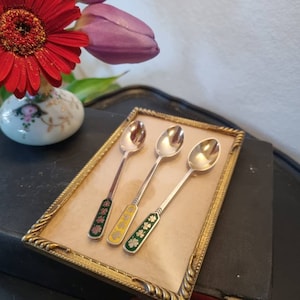 Beautiful Egon Lauridsen Sterling Silver Demitasse Enamelled Spoons