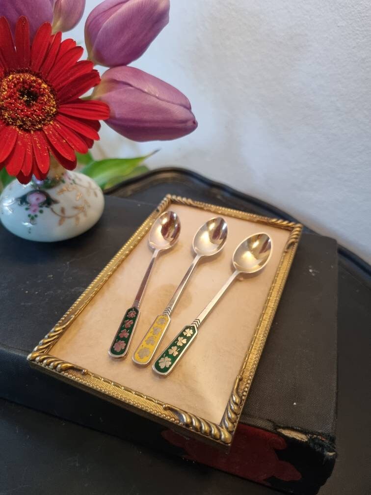 Egon Lauridsen Sterling Silver Enamel Demitasse Spoons - Denmark
