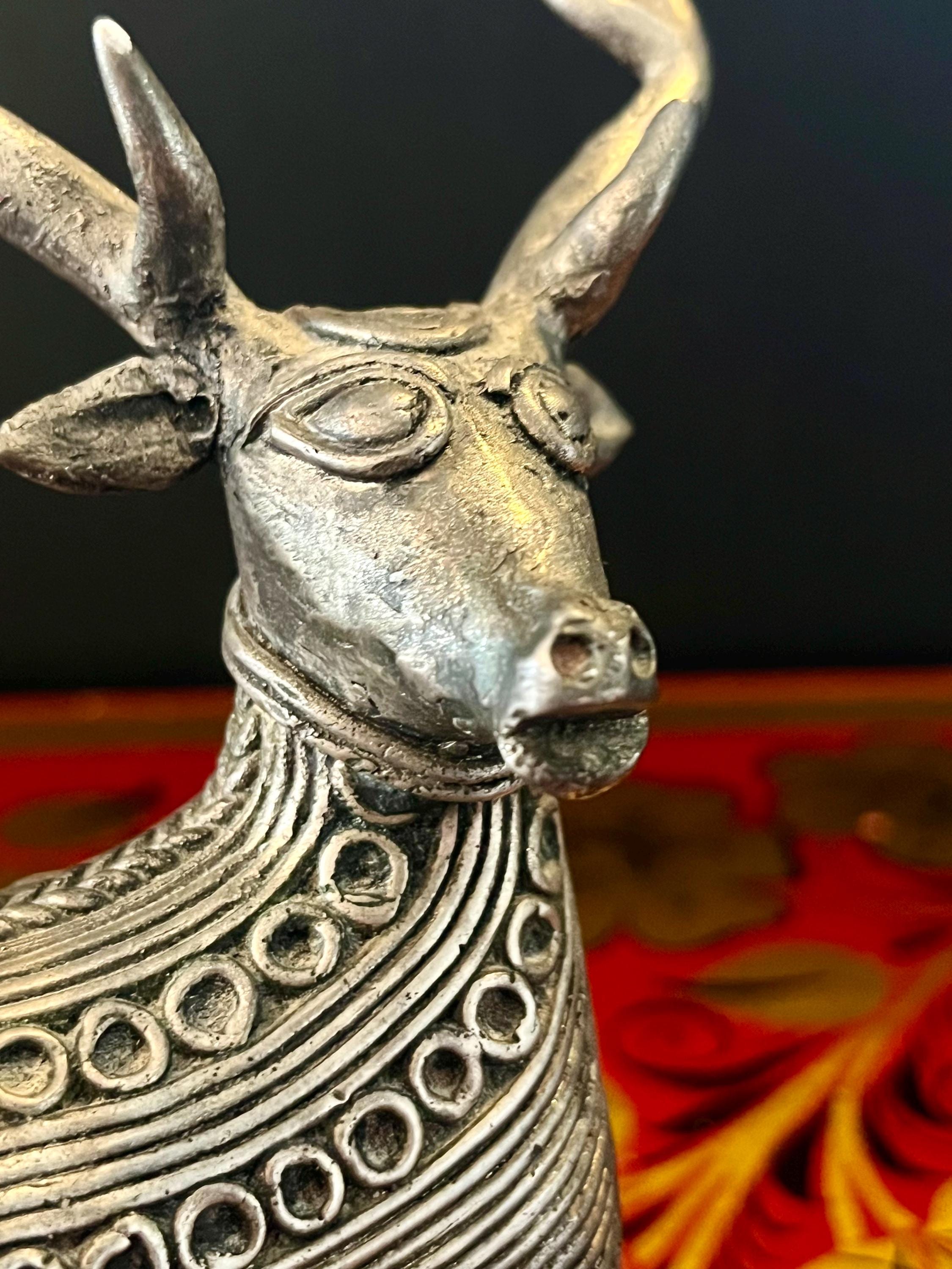 ヴィンテージ真鍮製ドクラ鹿彫刻：インドの部族芸術 - Etsy 日本