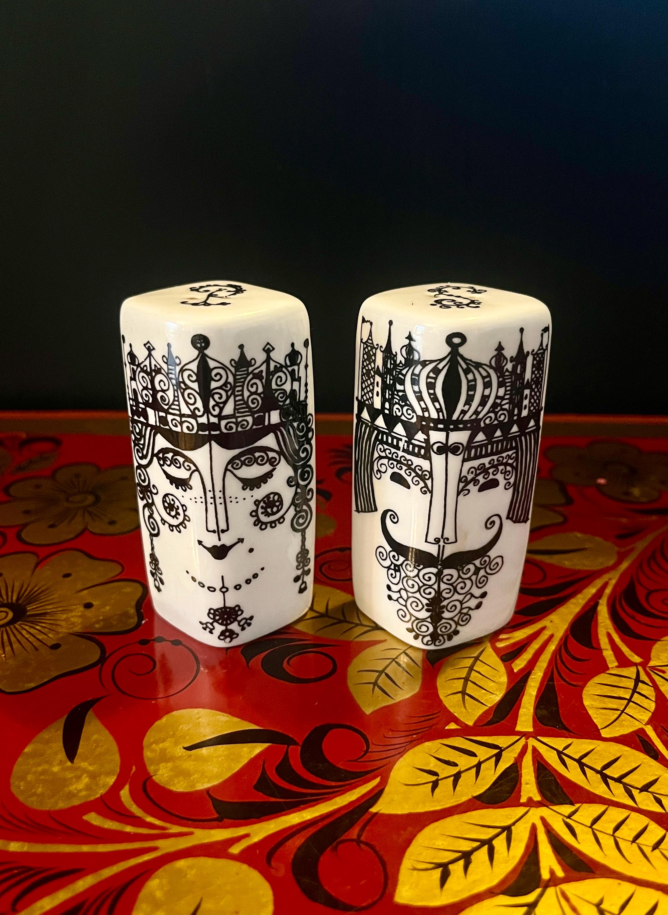 Porsgrund アンティーク　陶器　ソルト&ペッパー入れ Vintage Porsgrund Porcelain King and Queen Salt & Pepper Shakers