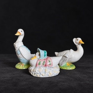 Figurines de canards de Beatrix Potter, lot de 3 | M. Drake de Beswick, Rebecca et Jemima de Royal Albert | Céramiques anglaises vintage