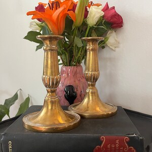 Wonderful Set Of Vintage English Brass Candlestick Holders